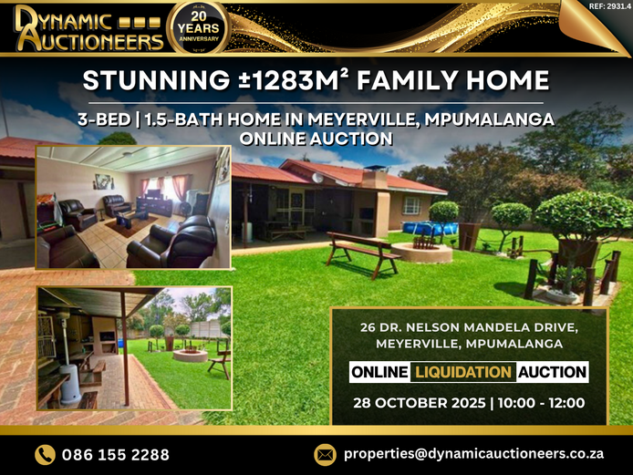 3 BEDROOM FAMILY HOME IN MEYERVILLE, MPUMALANGA 