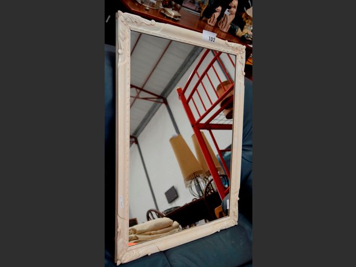 CREAM PAINTED FRAMED MIRROR, 86 x 63cm