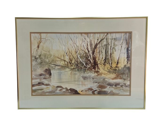 Framed Original Landscape Watercolor Painting Signed & Dated '78