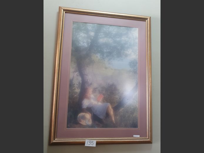 GILT FRAMED PRINT "LADY READING"