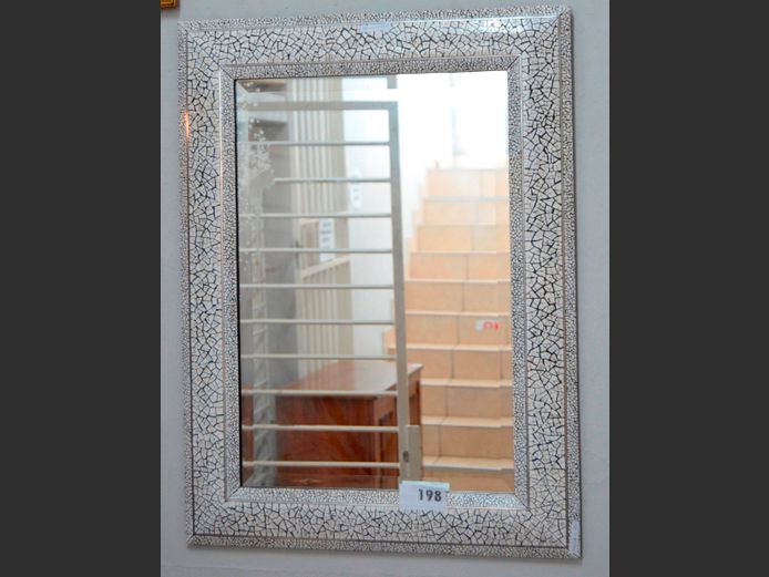 RESIN INLAID FRAMED & BEVELLED MIRROR, 80 x 60cm
