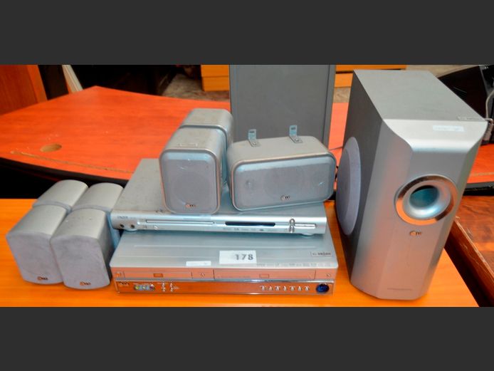 LG DVD HOME THEATRE WITH SPEAKERS & AN ENZER DVD PLAYER [Switch on, untested further]