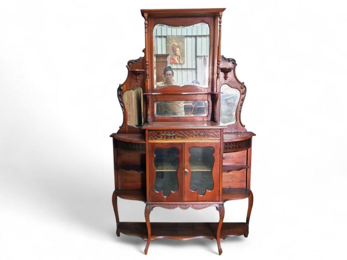 French Victorian Mahogany Chiffonier Cabinet