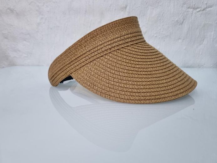 Ladies Toffee-Brown Straw Sun Visor (Brand New)