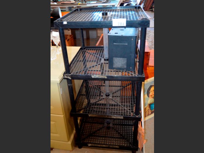 BLACK PLASTIC 4-TIER RACK, 53 x 53 x 113cm