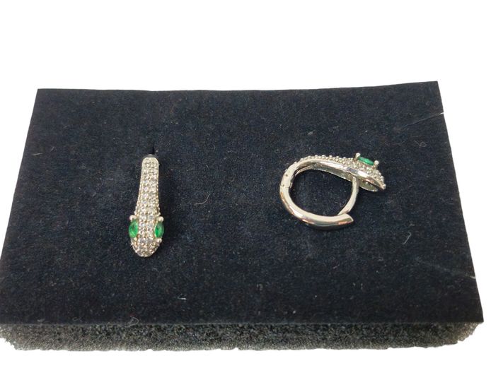 Sterling Silver & Cubic Zirconia Snake Huggie Earrings
