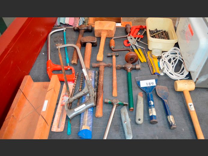 HAMMERS, HACK SAWS, DRILL BITS, etc