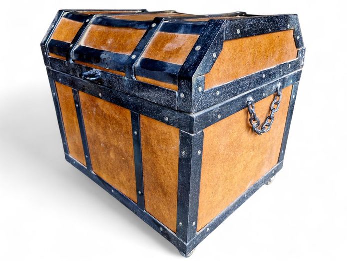 Vintage Treasure Chest on Rotating Wheels