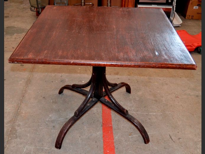 STAINED BENTWOOD 4-SEATER DINING TABLE, 92 x 92 x 74cm