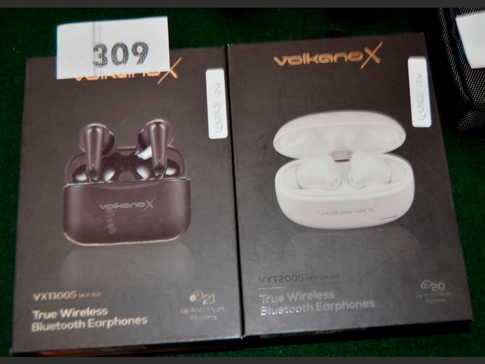 LOT: 2 x VOLKANO TRUE WIRELESS BLUETOOTH EARPHONES [Untested]