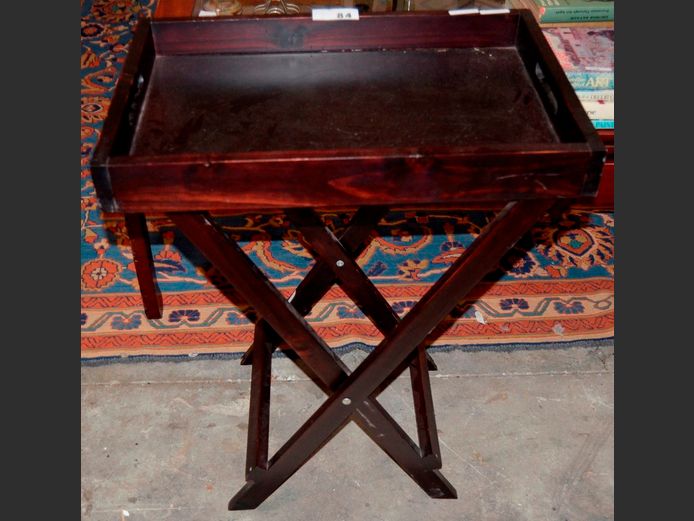 STAINED PINE BUTLER'S TRAY, 60 x 41 x 75cm