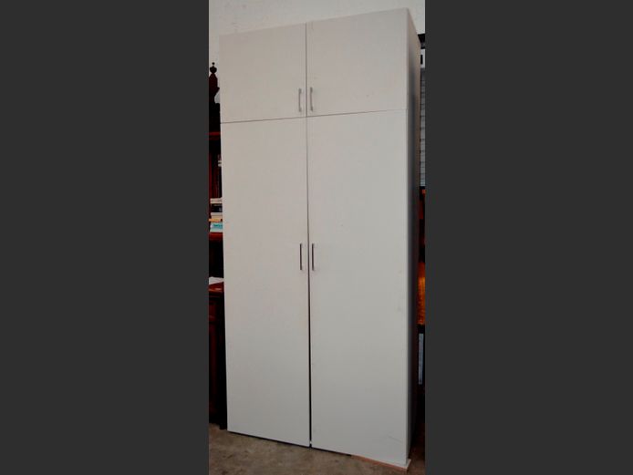 WHITE MELAMINE FRONT 4-DOOR WARDROBE, 109 x 60 x 255cm