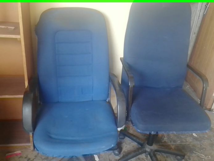 Blue swivel office chairs