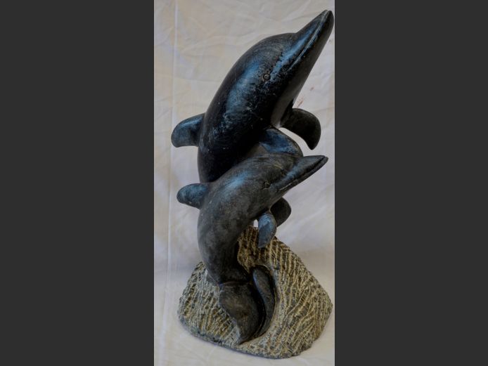 SOAPSTONE DOLPHIN SCULPTURE, 71cm High