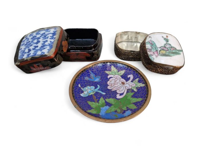 Antique Trinket Jars & Cloisonné Plate