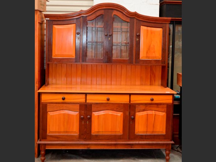 YELLOWWOOD & IMBUIA 7-DOOR, 3-DRAWER WELSH DRESSER, 168 x 55 x 200cm