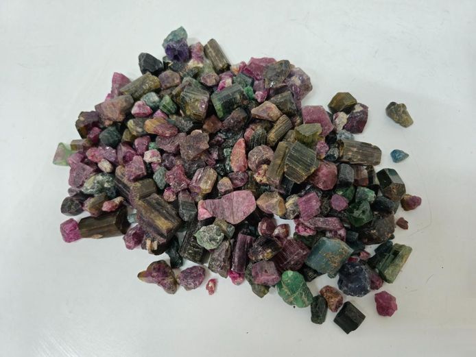 Lot of Mixed Natural Multi-Colored Tourmaline Rough Crystals