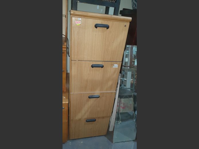 OAK FINISH 4-DRAWER FILING CABINET, 48 x 56 x 140cm