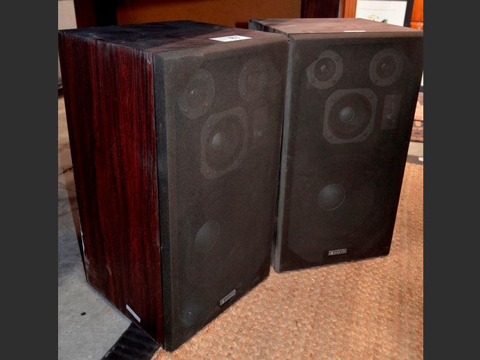 PAIR SANYO SPEAKERS, 31 x 29 x 56cm [Untested]