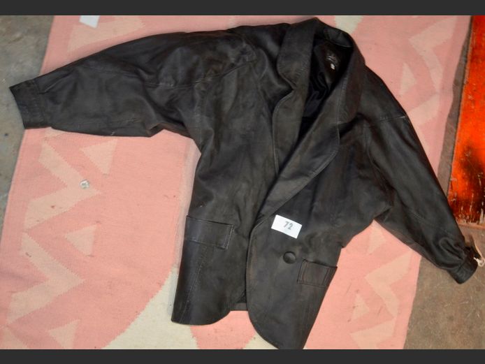 GABRIELLE GUINNINI BLACK LEATHER JACKET (Size 36)