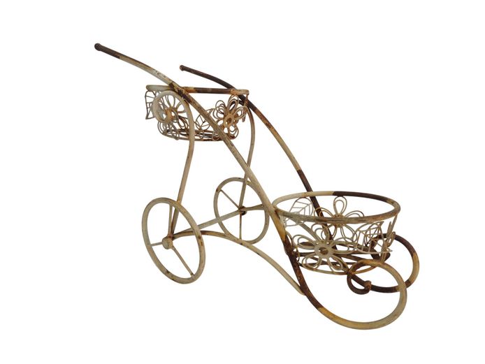 Vintage-Style Decorative Metal Flower Cart Plant Stand