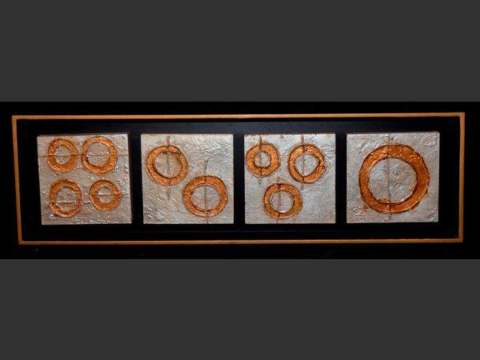 BLACK & GILT FRAMED ABSTRACT ARTWORK, 105 x 31cm