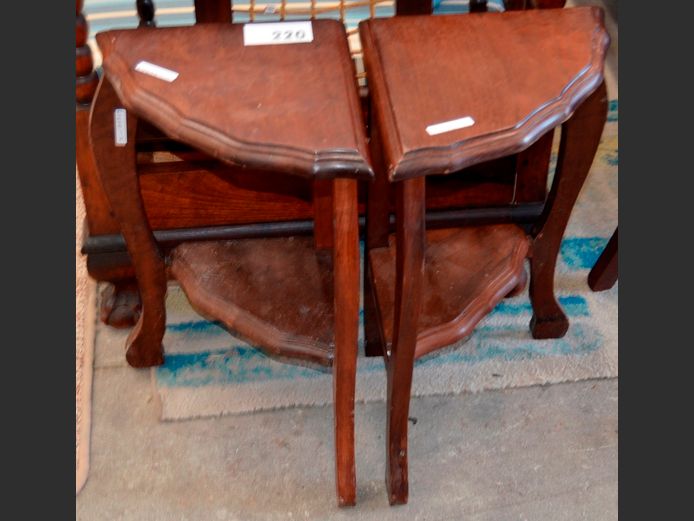 PAIR IMBUIA SIDE TABLES, 39 x 27 x 50cm