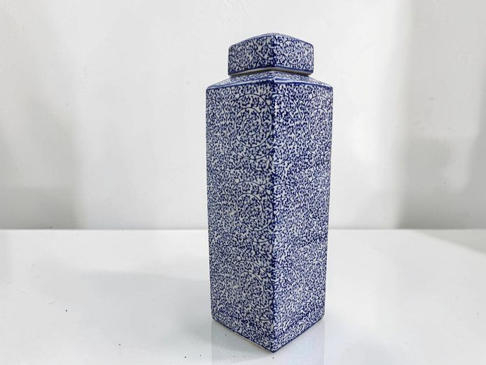 Biggie Best Chinoiserie Style Square Ceramic Ginger Jar with Lid