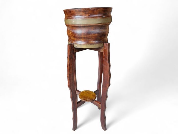 Antique Coopered Barrel Jardiniere Stand