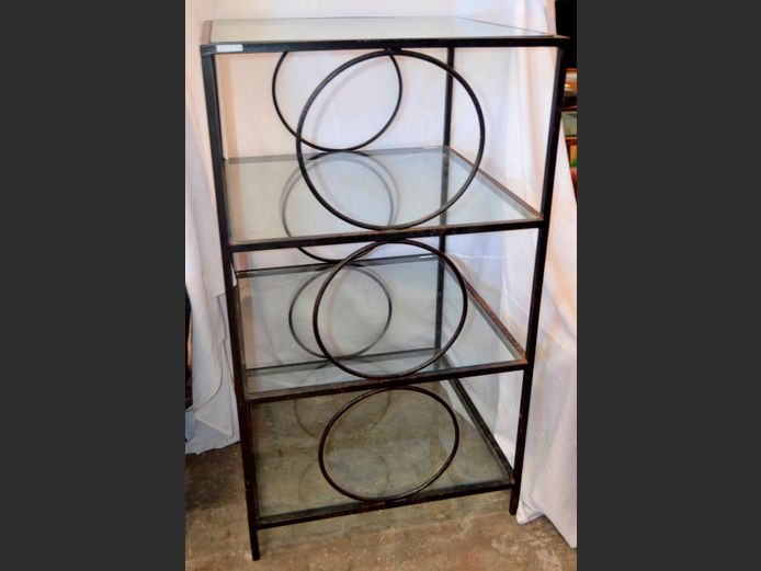 METAL & GLASS 4-TIER SHELF, 75 x 75 x 130cm