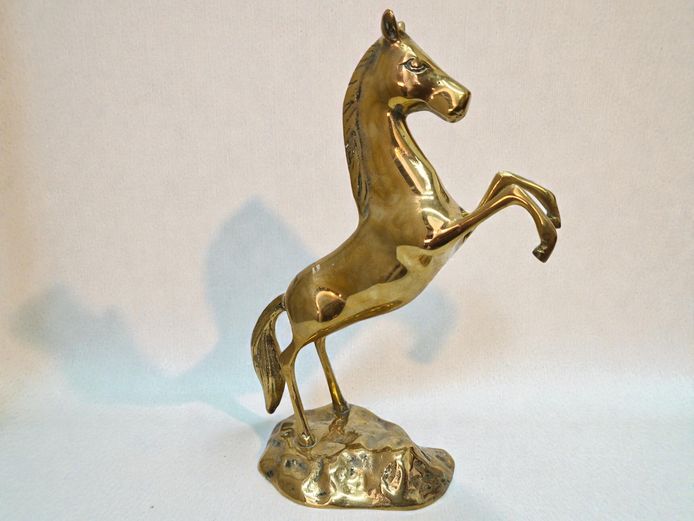 Vintage Rearing Brass Horse Figurine