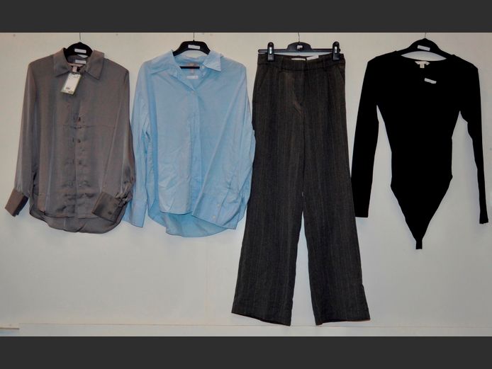 H & M: 2 x BLOUSES, PINSTRIPED PANTS & A BODYSUIT [Small & XS]