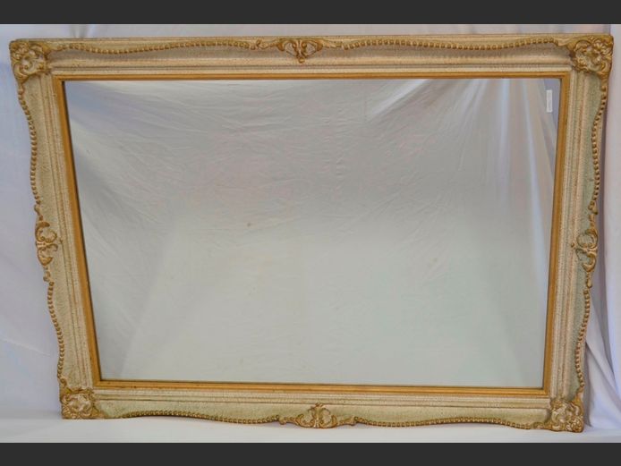 CREAM & GILT FRAMED MIRROR, 125 x 90cm