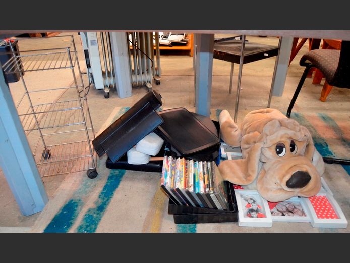 STUFFED DOG, PICTURE FRAMES, DVD's, etc [Contents of DVD's unchecked]