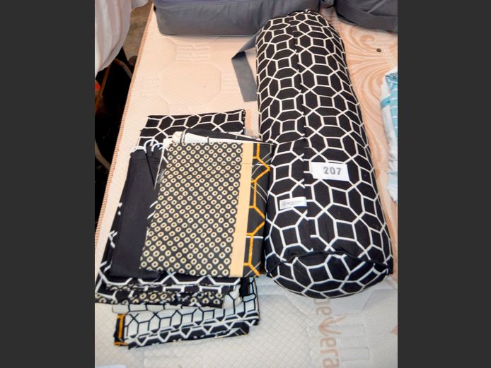 BLACK & WHITE CURTAINS, BOLSTER CUSHION, DUVET COVER, etc