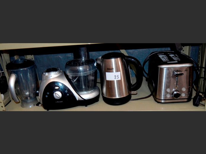 MELLERWARE FOOD PROCESSOR, BRABANTIA 2-SLICE TOASTER & A PHILIPS KETTLE [Switch on]