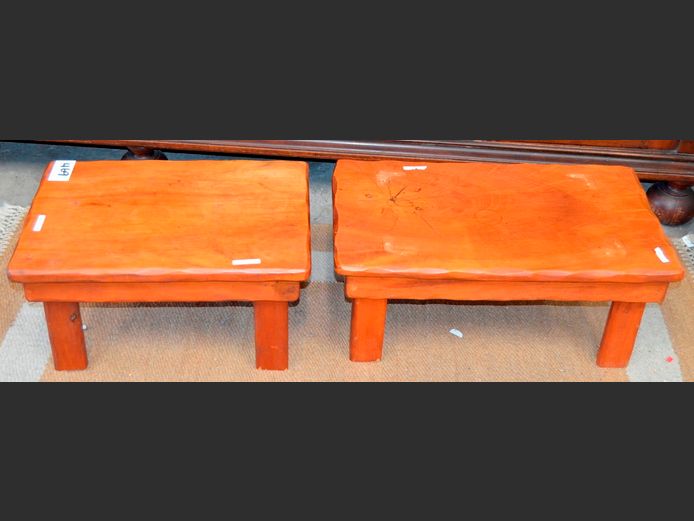 SET OF 2 YELLOWWOOD SIDE TABLES, 50 x 35 x 26cm & 60 x 35 x 26cm