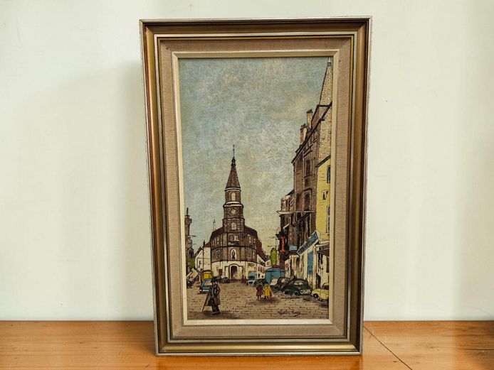 Elizabeth Roux Mid-Century Mid-Century European Street Scene Oil Painting