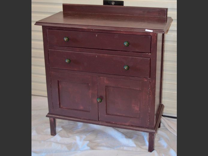 VINTAGE PAINTED 2-DOOR, 2-DRAWER BACHELOR'S CHEST, 91 x 42 x 98cm