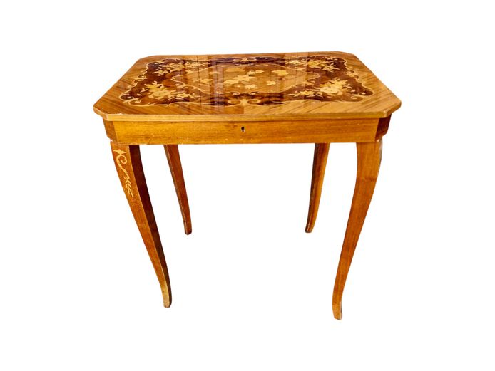 Vintage Italian Sorrento Style Marquardt Inlay Musical Sewing / Jewelry Table