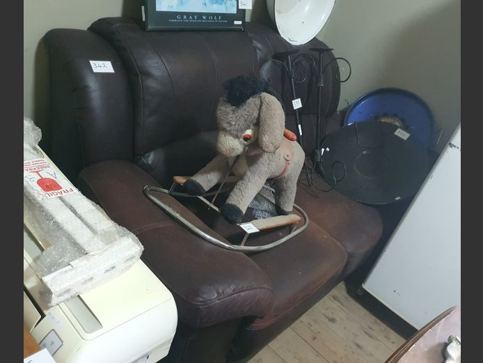 BROWN LEATHER TOUCH 2-SEATER COUCH