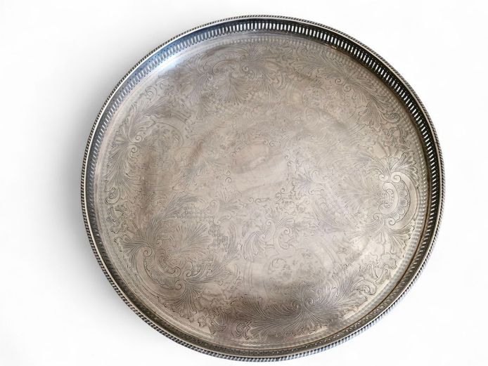 Vintage Sheffield Silver-Plated Gallery Serving Tray