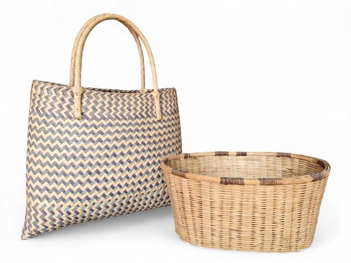 Large Straw Tote Bag & Woven Basket