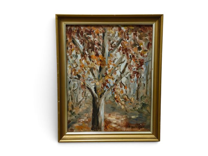 Framed Autumn Landscape Oil Painting