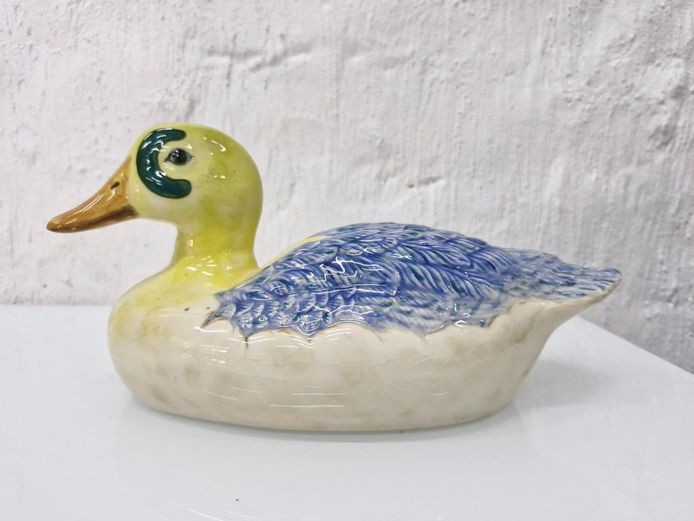 Glazed Ceramic Duck Figurine (Signed ADS, 1977)