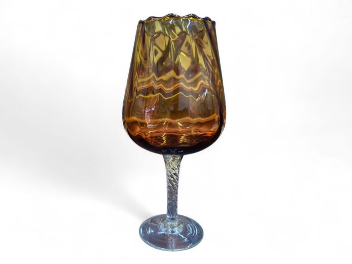 Mid-Century Amber Empoli Glass Goblet Vase