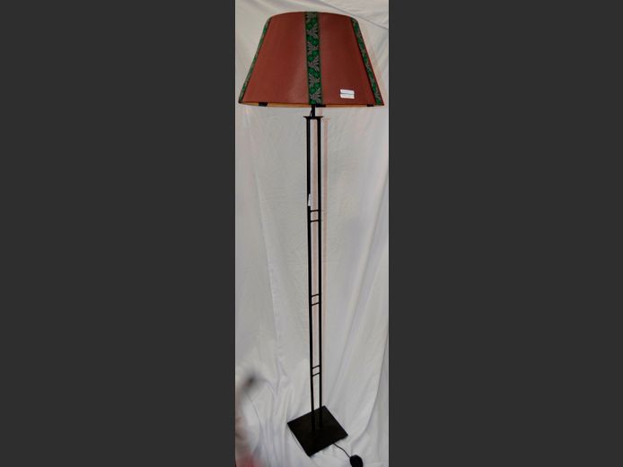 BLACK METAL STANDING LAMP WITH SHADE, 179cm High