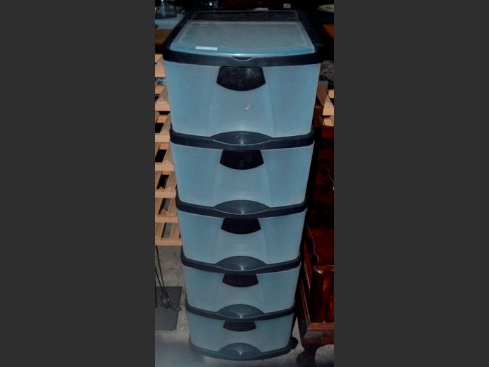 PLASTIC 5-DRAWER SPACE SAVER, 47 x 36 x 109cm
