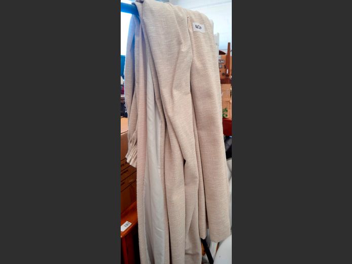 PAIR BEIGE LINED CURTAINS
