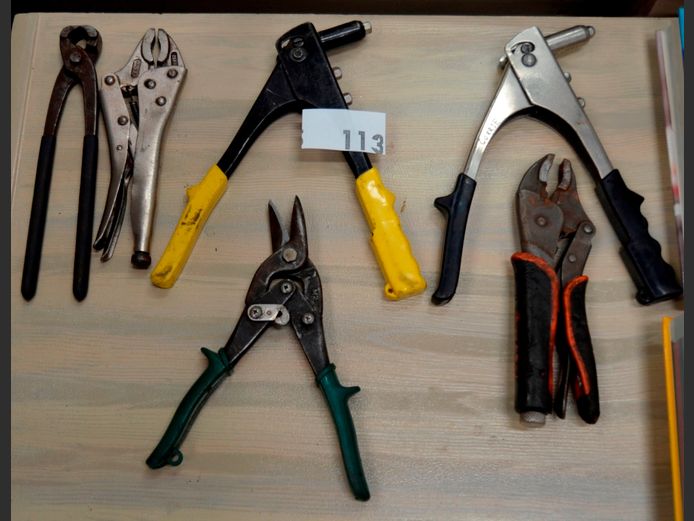 TIN SNIPS, VICE GRIP, POP RIVET GUNS, etc